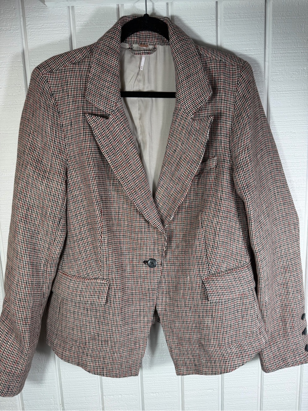 Free People linen houndstooth Blazer Size Med